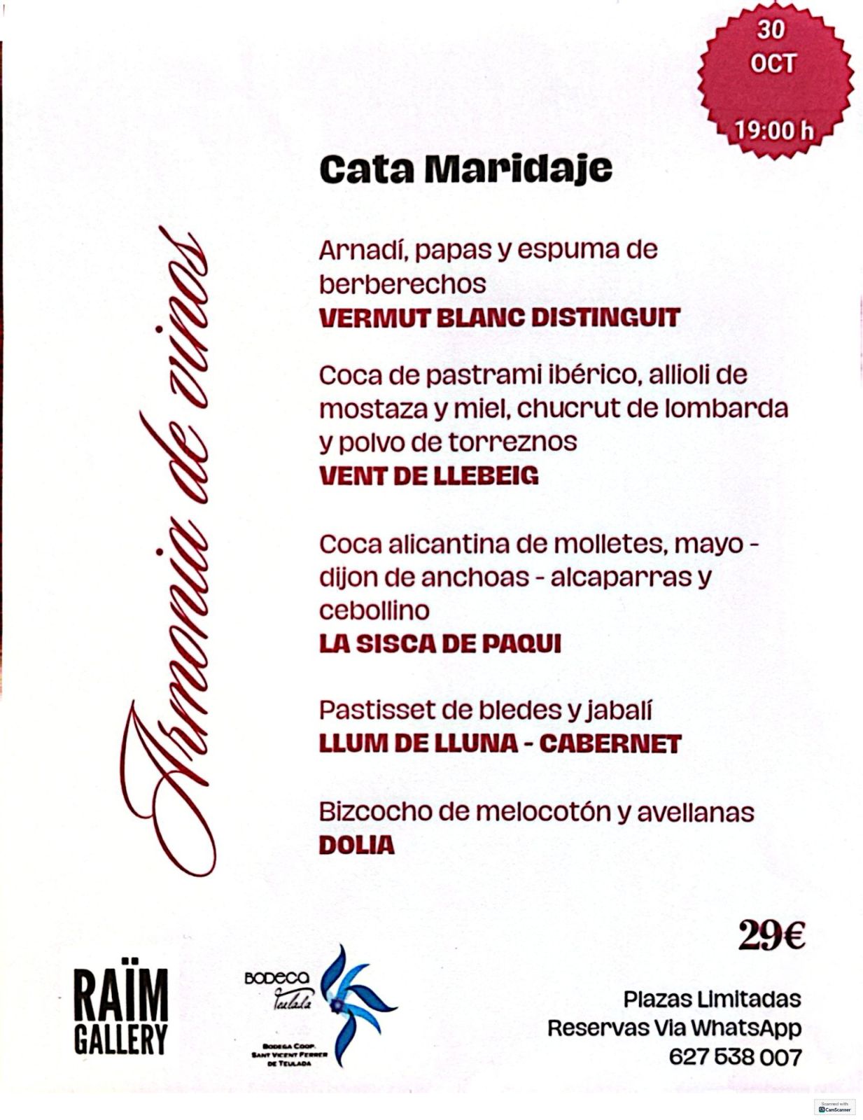 Cartel de Raïm Gallery en Teulada, Alicante, experiencia sensorial en Raïm Gallery, Gandia